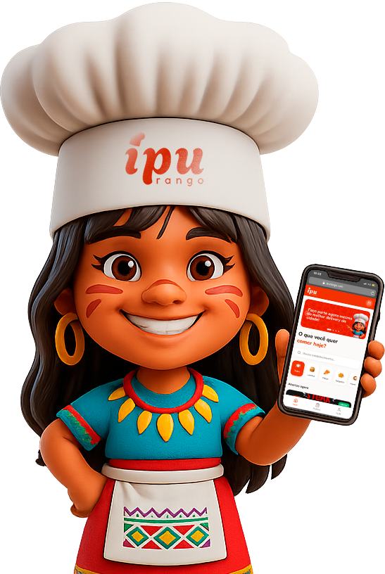 Iracinha - Mascote do Ipu Rango Delivery apoiando os restaurantes locais